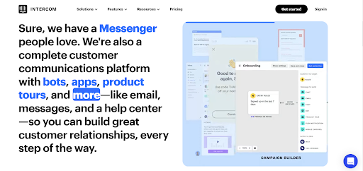 Image describing Intercom's landing page - by Paperflite